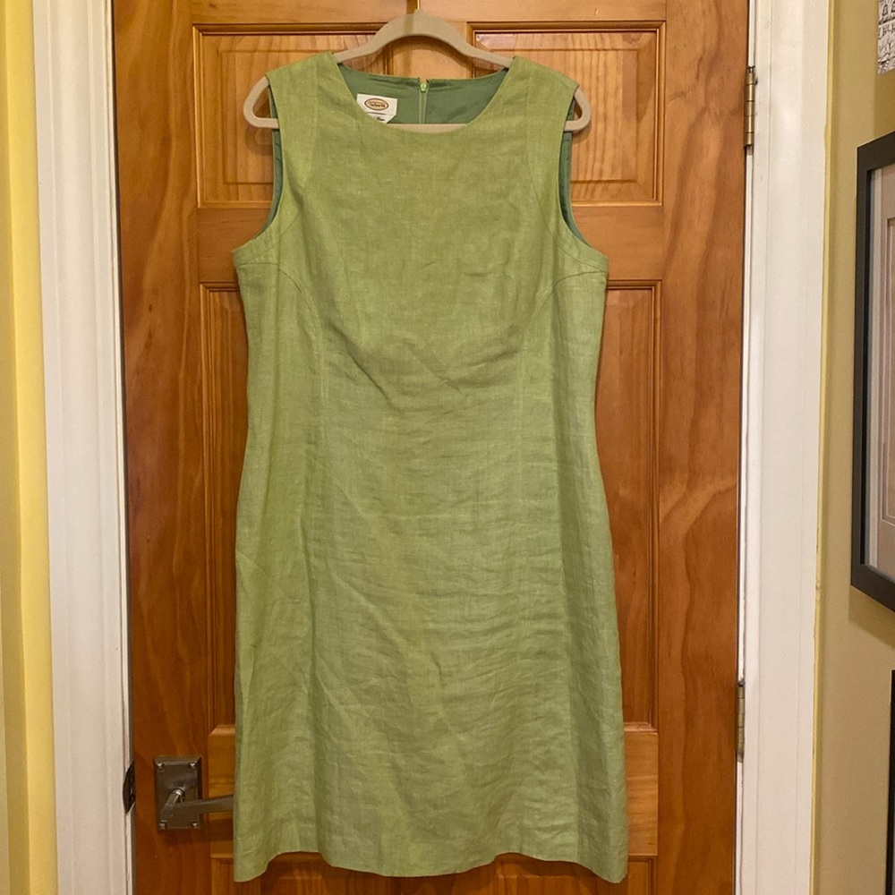 Talbots Light Green Sleeveless Linen Shift Dress